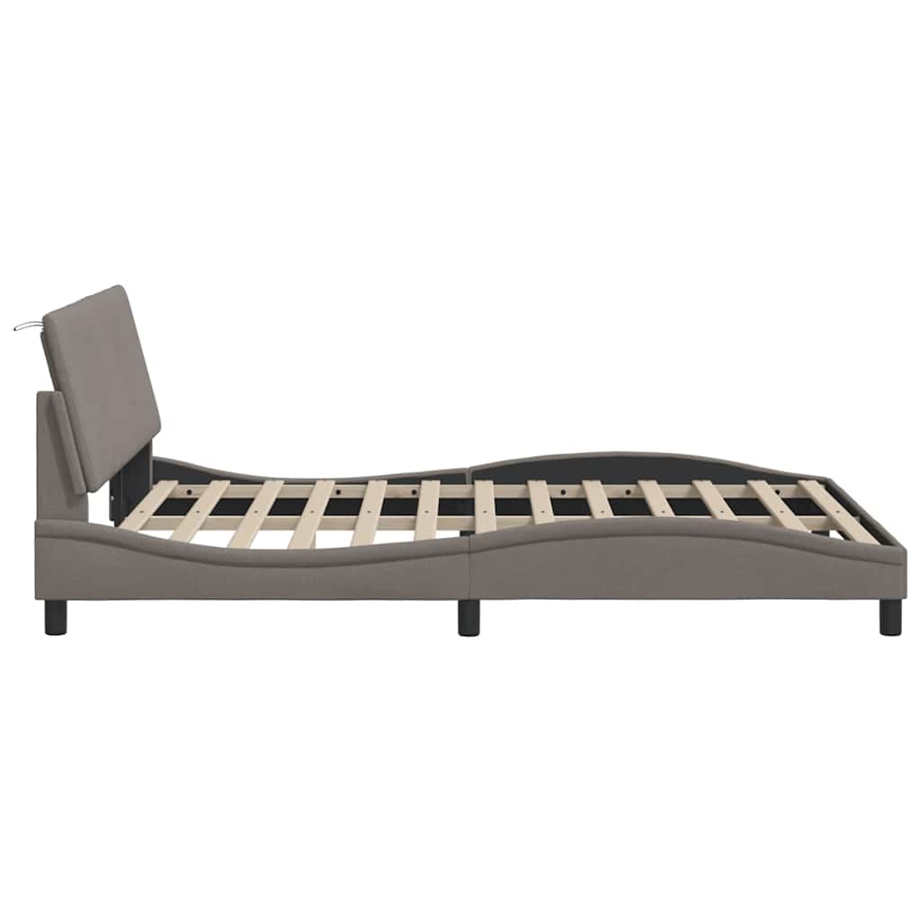 Bedframe zonder matras "Hanko" stof taupe 140x190 cm is nu te koop bij PeponiXL, paradijselijk wonen!