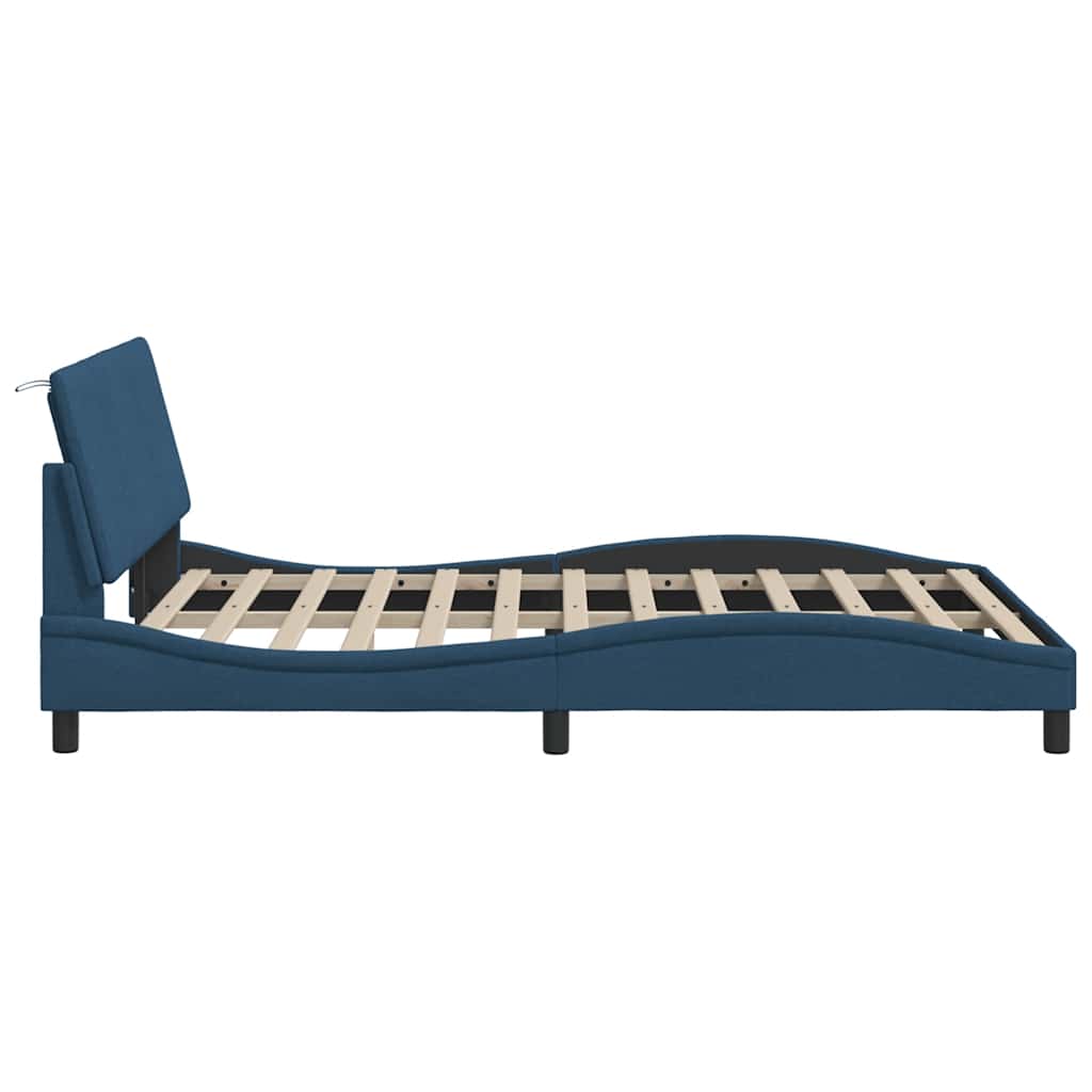 Bedframe zonder matras "Hanko" stof blauw 140x190 cm is nu te koop bij PeponiXL, paradijselijk wonen!