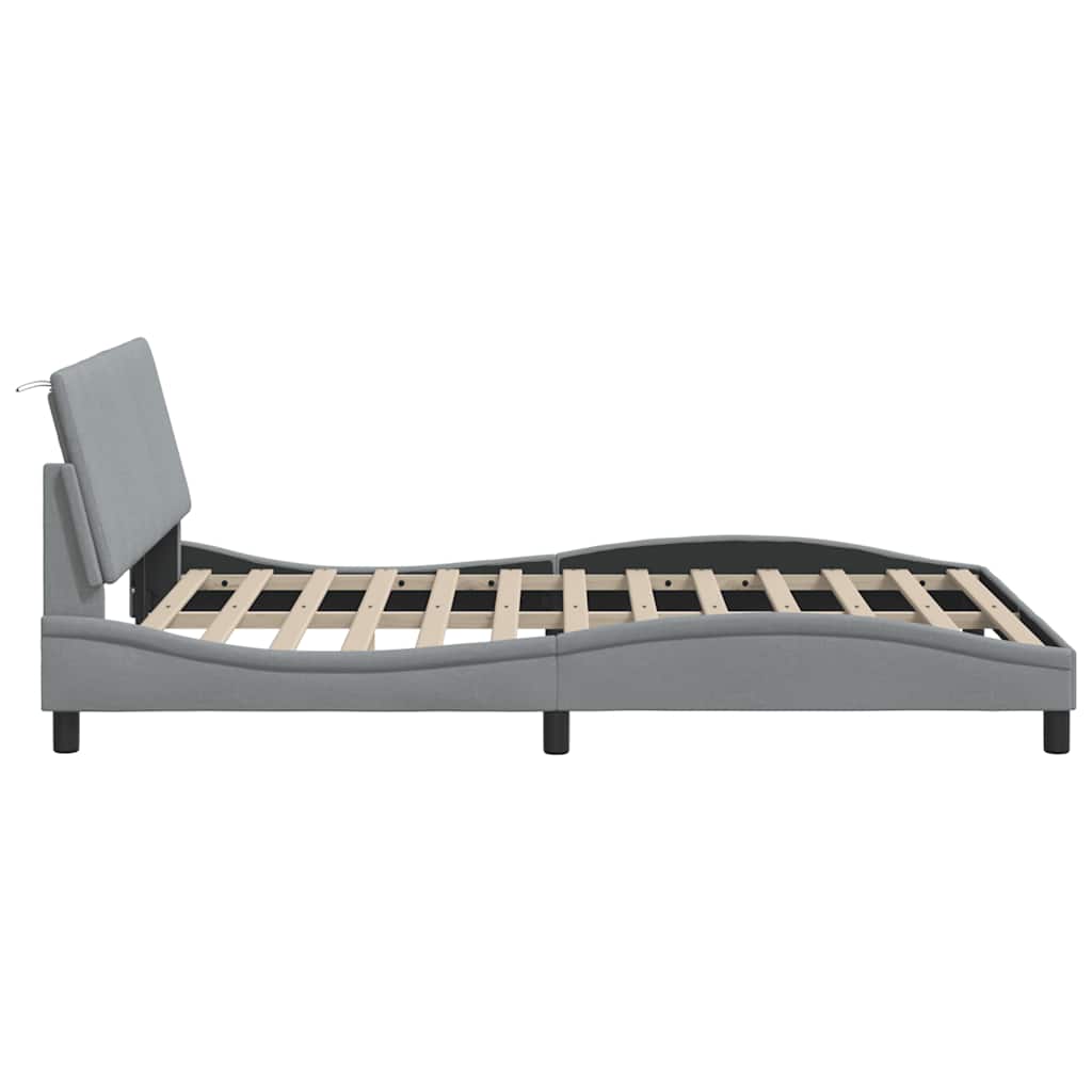 Bedframe zonder matras "Hanko" stof lichtgrijs 140x200 cm is nu te koop bij PeponiXL, paradijselijk wonen!