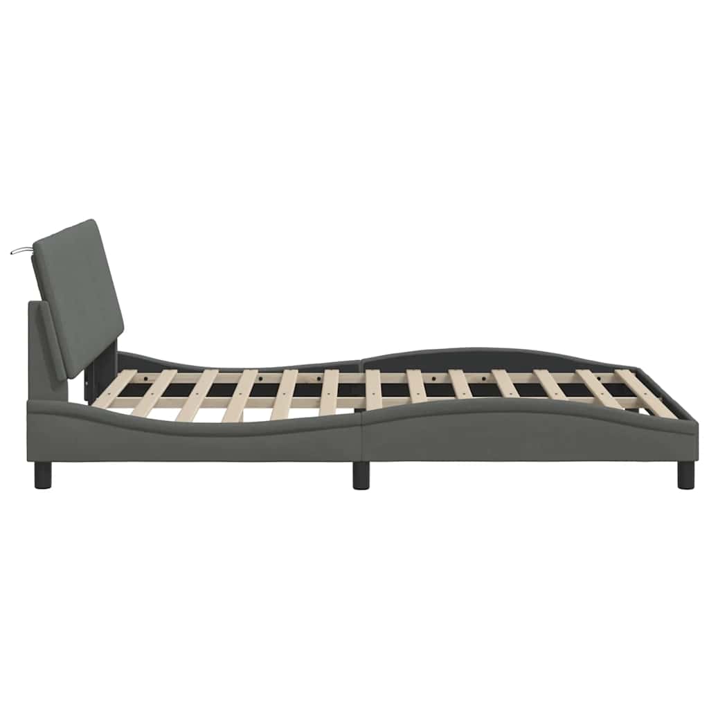 Bedframe zonder matras "Hanko" stof donkergrijs 140x200 cm is nu te koop bij PeponiXL, paradijselijk wonen!