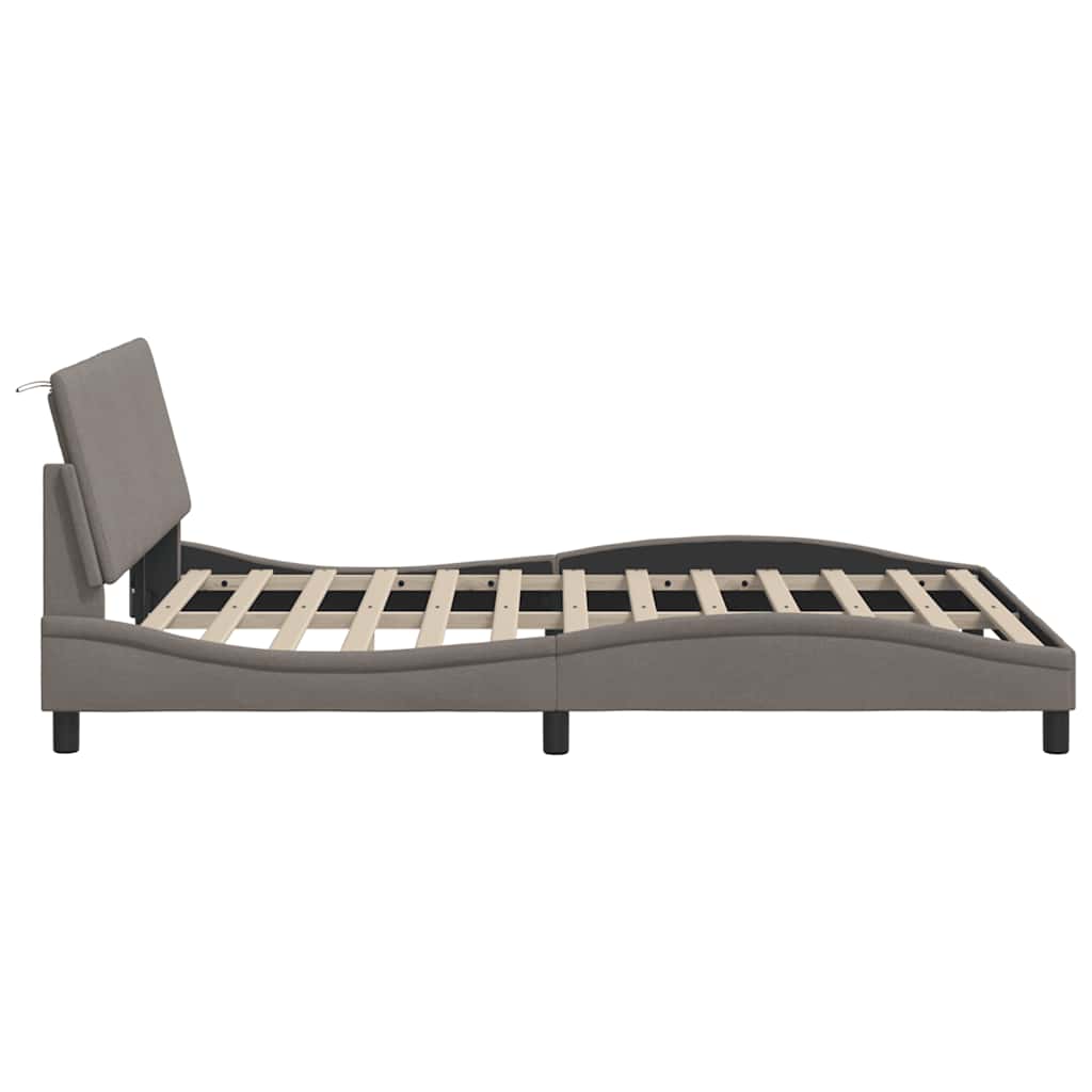 Bedframe zonder matras "Hanko" stof taupe 140x200 cm is nu te koop bij PeponiXL, paradijselijk wonen!