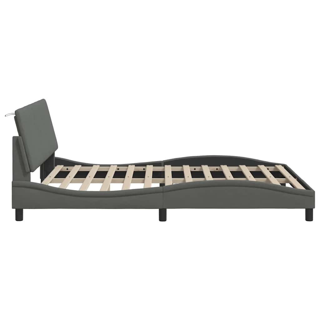 Bedframe zonder matras "Hanko" stof donkergrijs 160x200 cm is nu te koop bij PeponiXL, paradijselijk wonen!