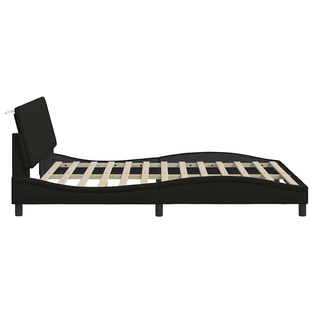 Bedframe zonder matras "Hanko" stof zwart 160x200 cm is nu te koop bij PeponiXL, paradijselijk wonen!