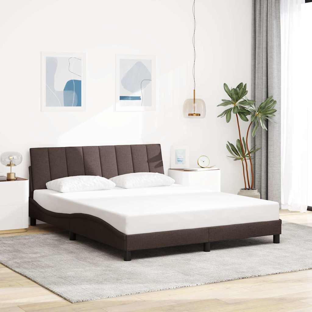 Bedframe zonder matras "Hanko" stof donkerbruin 160x200 cm is nu te koop bij PeponiXL, paradijselijk wonen!