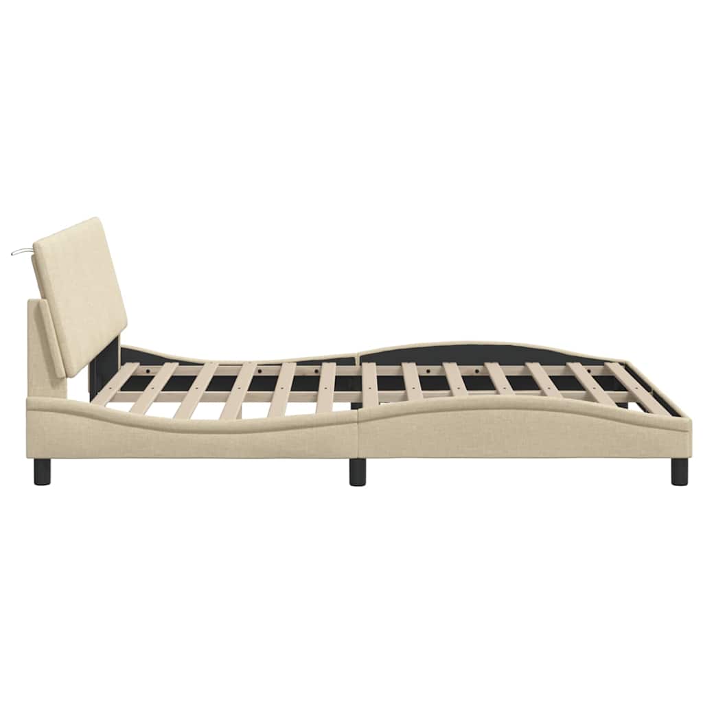 Bedframe zonder matras "Hanko" stof crèmekleurig 160x200 cm is nu te koop bij PeponiXL, paradijselijk wonen!