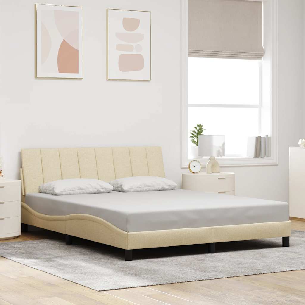 Bedframe zonder matras "Hanko" stof crèmekleurig 160x200 cm is nu te koop bij PeponiXL, paradijselijk wonen!