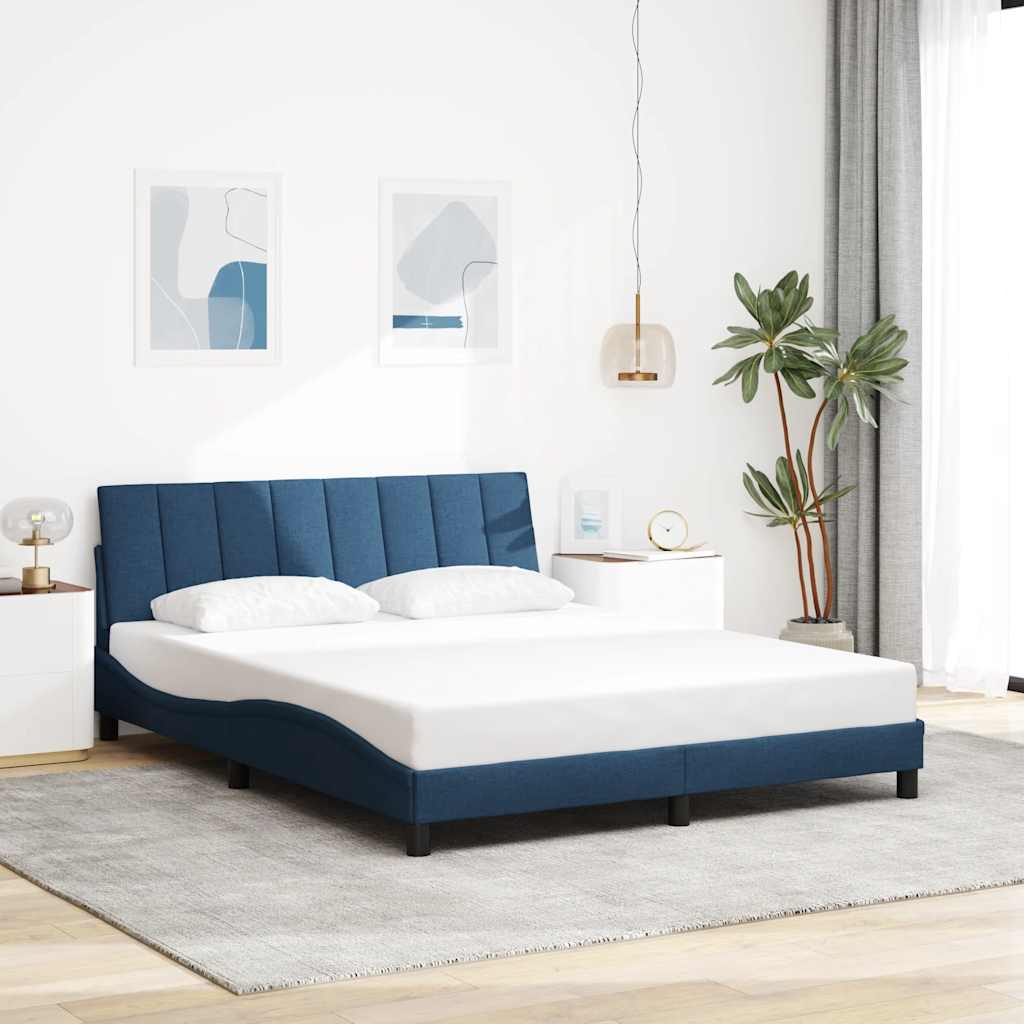 Bedframe zonder matras "Hanko" stof blauw 160x200 cm is nu te koop bij PeponiXL, paradijselijk wonen!