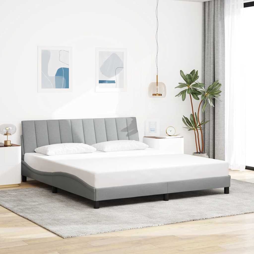 Bedframe zonder matras "Hanko" stof lichtgrijs 180x200 cm is nu te koop bij PeponiXL, paradijselijk wonen!