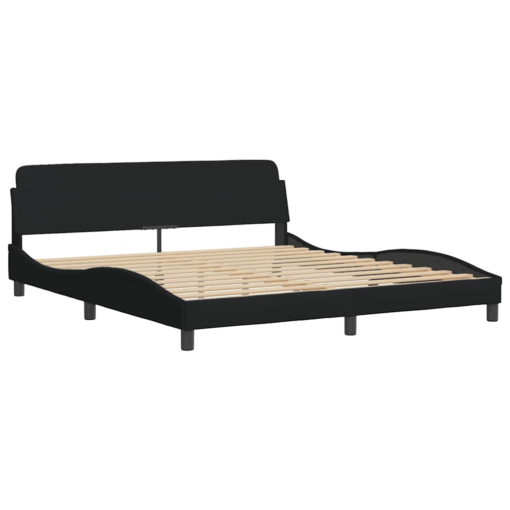 Bedframe zonder matras "Hanko" stof zwart 180x200 cm is nu te koop bij PeponiXL, paradijselijk wonen!