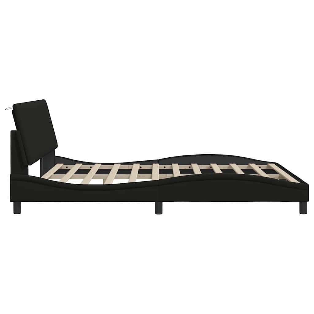 Bedframe zonder matras "Hanko" stof zwart 180x200 cm is nu te koop bij PeponiXL, paradijselijk wonen!