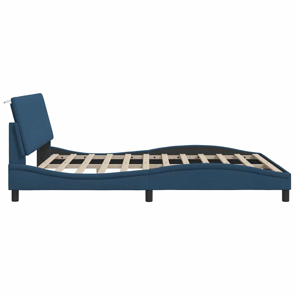 Bedframe zonder matras "Hanko" stof blauw 180x200 cm is nu te koop bij PeponiXL, paradijselijk wonen!