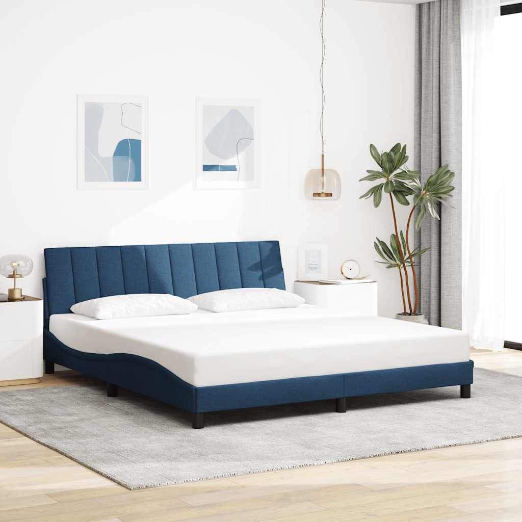 Bedframe zonder matras "Hanko" stof blauw 180x200 cm is nu te koop bij PeponiXL, paradijselijk wonen!