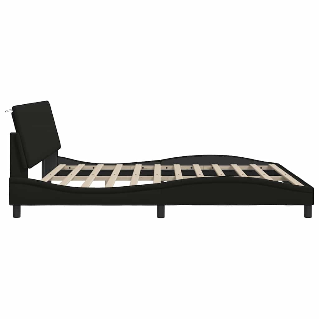 Bedframe zonder matras "Hanko" stof zwart 200x200 cm is nu te koop bij PeponiXL, paradijselijk wonen!