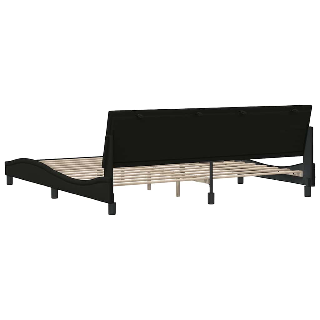 Bedframe zonder matras "Hanko" stof zwart 200x200 cm is nu te koop bij PeponiXL, paradijselijk wonen!