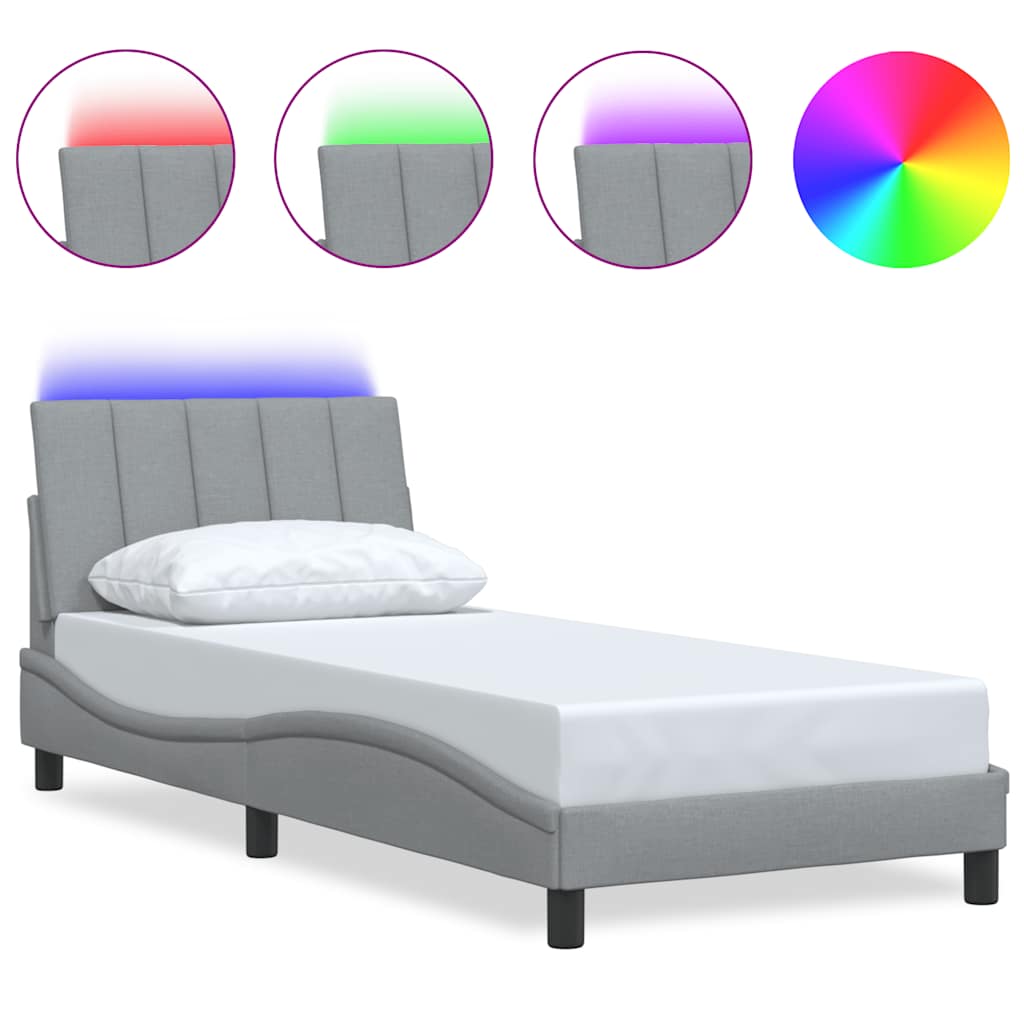 Bedframe zonder matras "Hanko" 80x200 cm stof lichtgrijs is nu te koop bij PeponiXL, paradijselijk wonen!