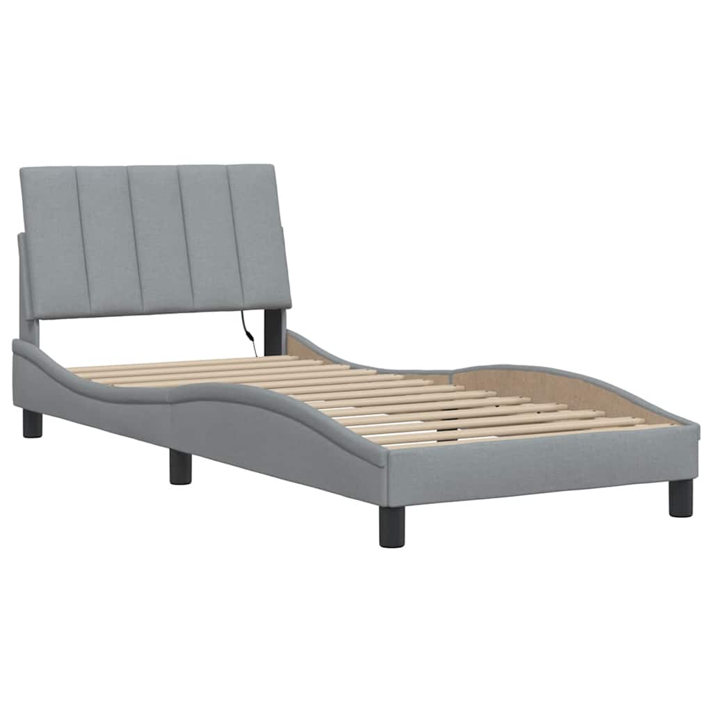 Bedframe zonder matras "Hanko" 80x200 cm stof lichtgrijs is nu te koop bij PeponiXL, paradijselijk wonen!
