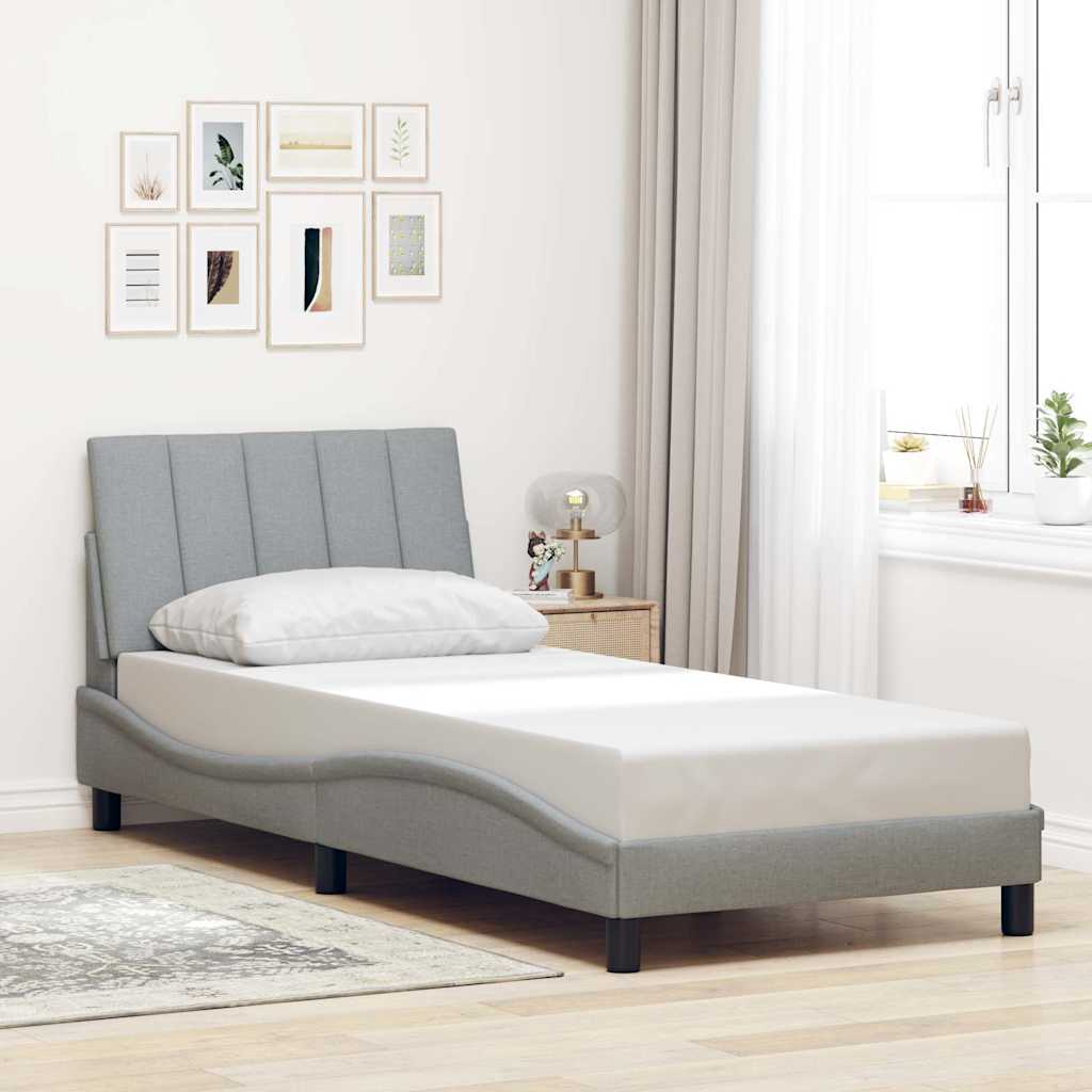 Bedframe zonder matras "Hanko" 80x200 cm stof lichtgrijs is nu te koop bij PeponiXL, paradijselijk wonen!