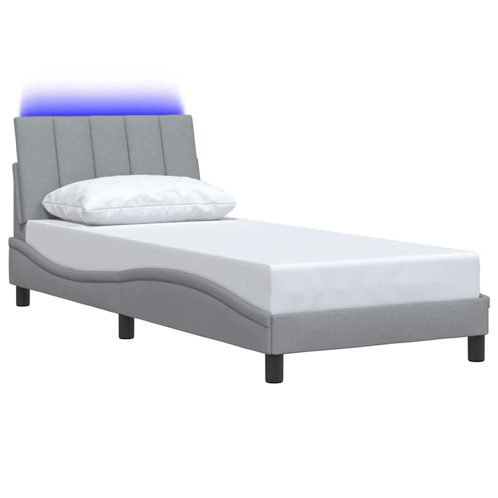 Bedframe zonder matras "Hanko" 80x200 cm stof lichtgrijs is nu te koop bij PeponiXL, paradijselijk wonen!