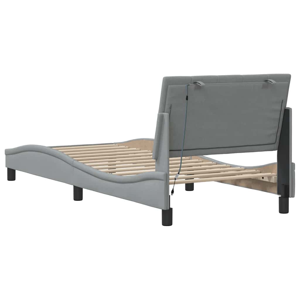 Bedframe zonder matras "Hanko" 80x200 cm stof lichtgrijs is nu te koop bij PeponiXL, paradijselijk wonen!