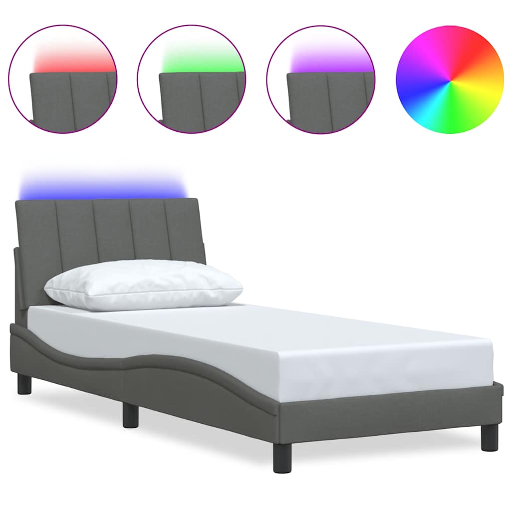 Bedframe zonder matras "Hanko" 80x200 cm stof donkergrijs is nu te koop bij PeponiXL, paradijselijk wonen!