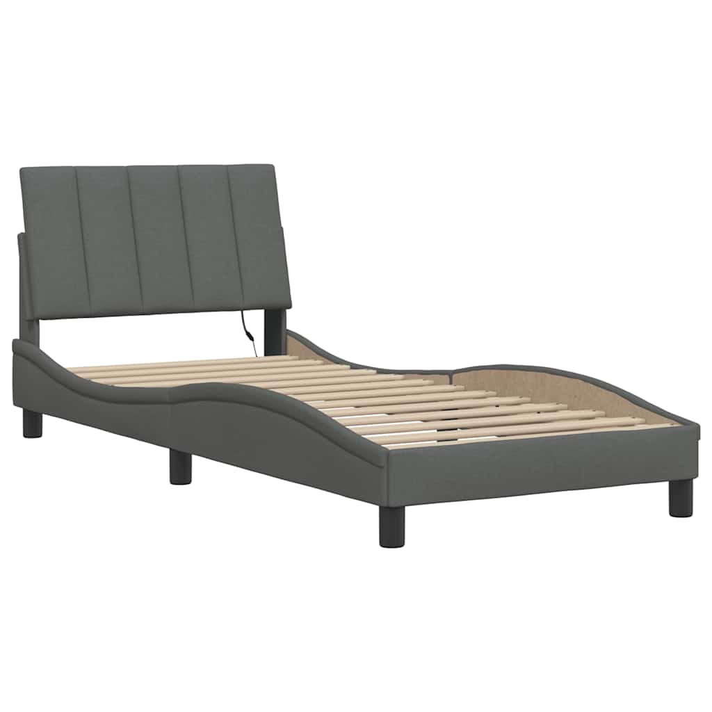 Bedframe zonder matras "Hanko" 80x200 cm stof donkergrijs is nu te koop bij PeponiXL, paradijselijk wonen!