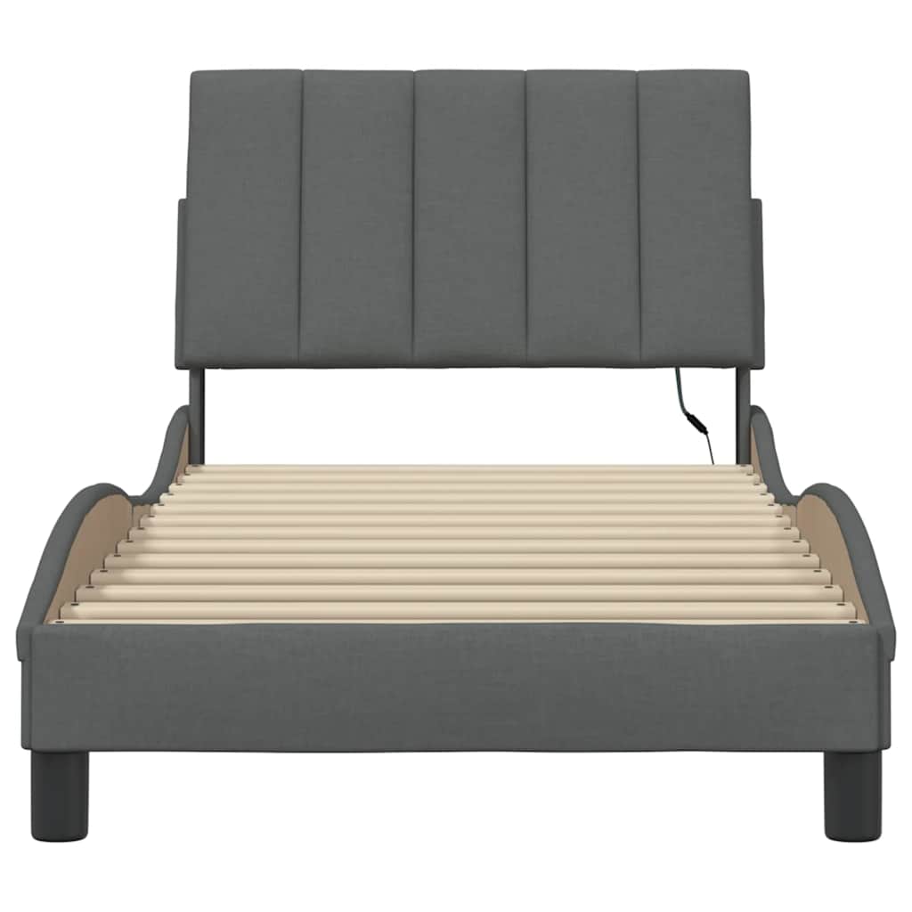 Bedframe zonder matras "Hanko" 80x200 cm stof donkergrijs is nu te koop bij PeponiXL, paradijselijk wonen!