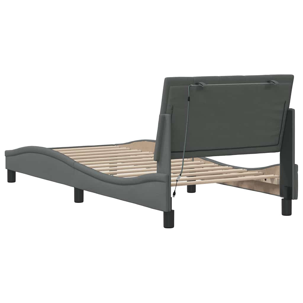 Bedframe zonder matras "Hanko" 80x200 cm stof donkergrijs is nu te koop bij PeponiXL, paradijselijk wonen!