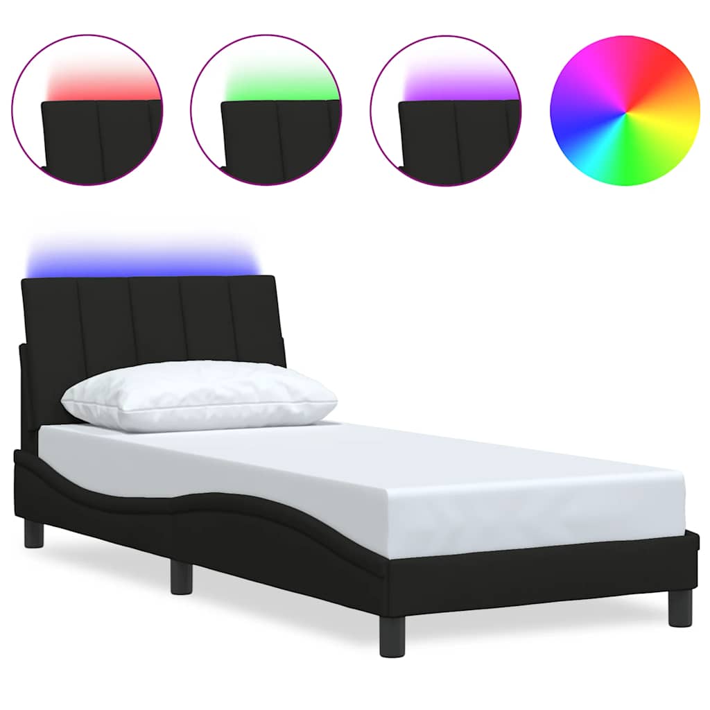 Bedframe zonder matras "Hanko" 80x200 cm stof zwart is nu te koop bij PeponiXL, paradijselijk wonen!