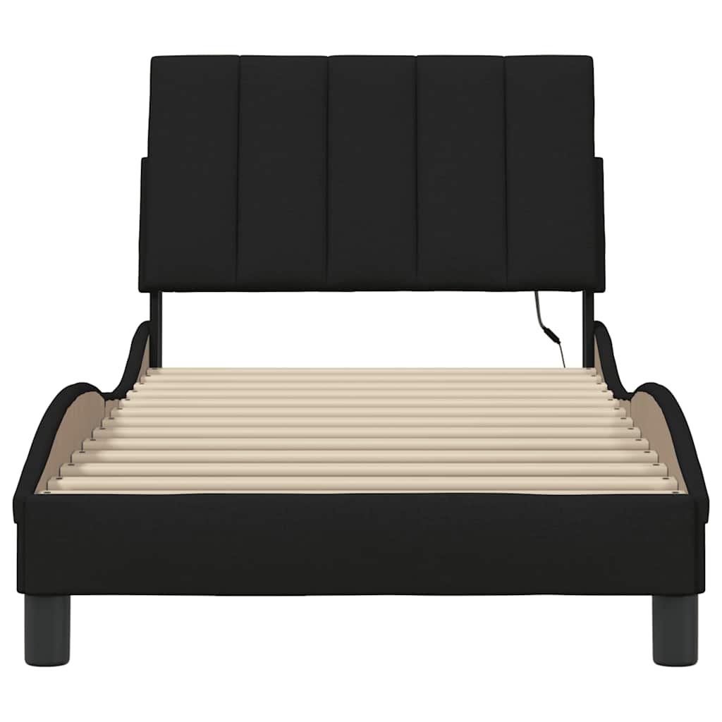 Bedframe zonder matras "Hanko" 80x200 cm stof zwart is nu te koop bij PeponiXL, paradijselijk wonen!
