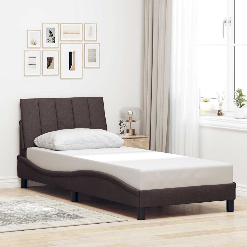 Bedframe zonder matras "Hanko" 80x200 cm stof donkerbruin is nu te koop bij PeponiXL, paradijselijk wonen!