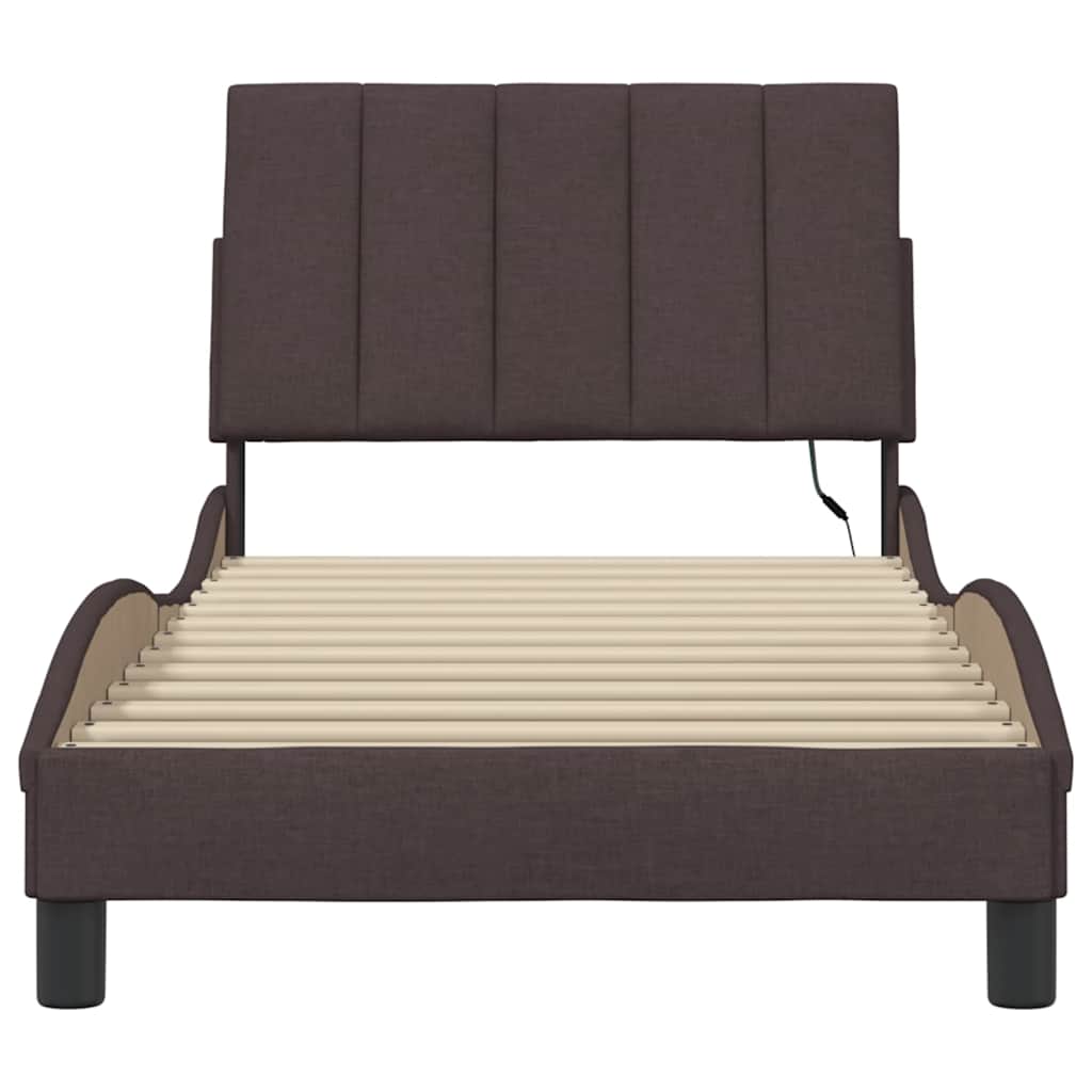 Bedframe zonder matras "Hanko" 80x200 cm stof donkerbruin is nu te koop bij PeponiXL, paradijselijk wonen!