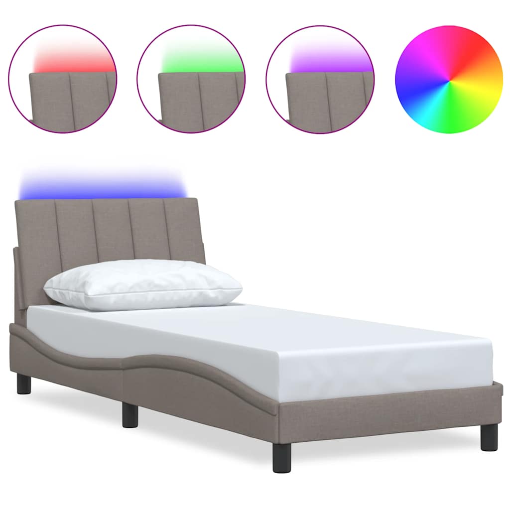 Bedframe zonder matras "Hanko" 80x200 cm stof taupe is nu te koop bij PeponiXL, paradijselijk wonen!