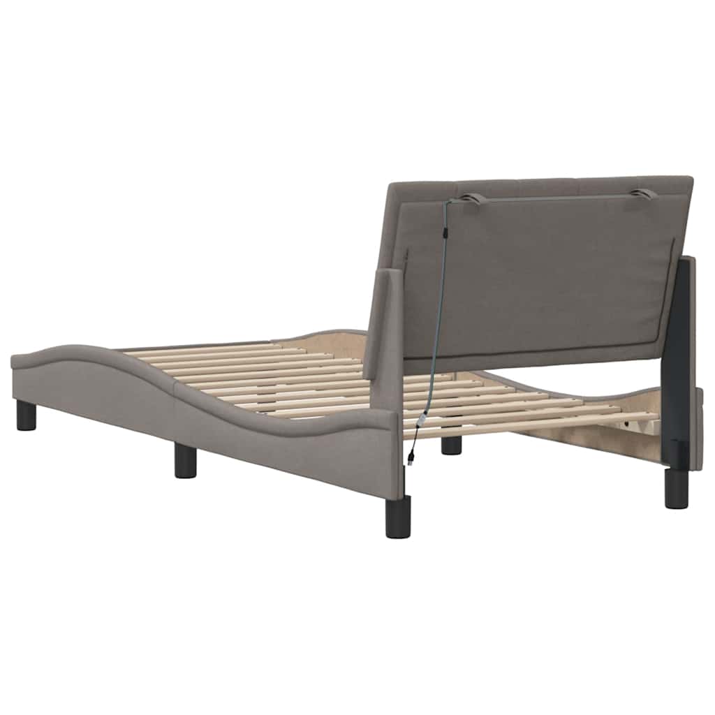 Bedframe zonder matras "Hanko" 80x200 cm stof taupe is nu te koop bij PeponiXL, paradijselijk wonen!