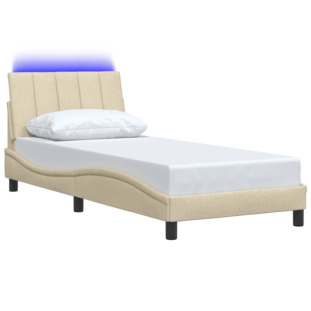 Bedframe zonder matras "Hanko" 80x200 cm stof crèmekleurig is nu te koop bij PeponiXL, paradijselijk wonen!