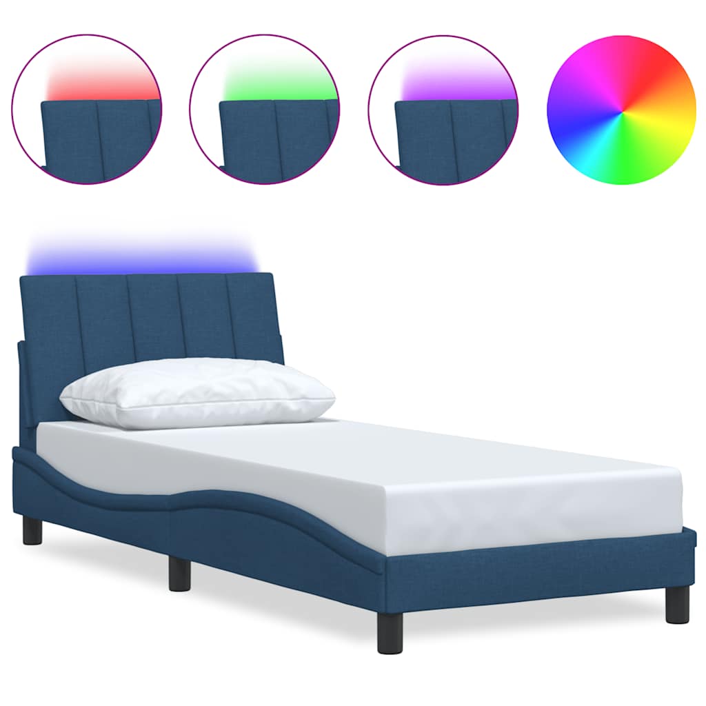 Bedframe zonder matras "Hanko" 80x200 cm stof blauw is nu te koop bij PeponiXL, paradijselijk wonen!