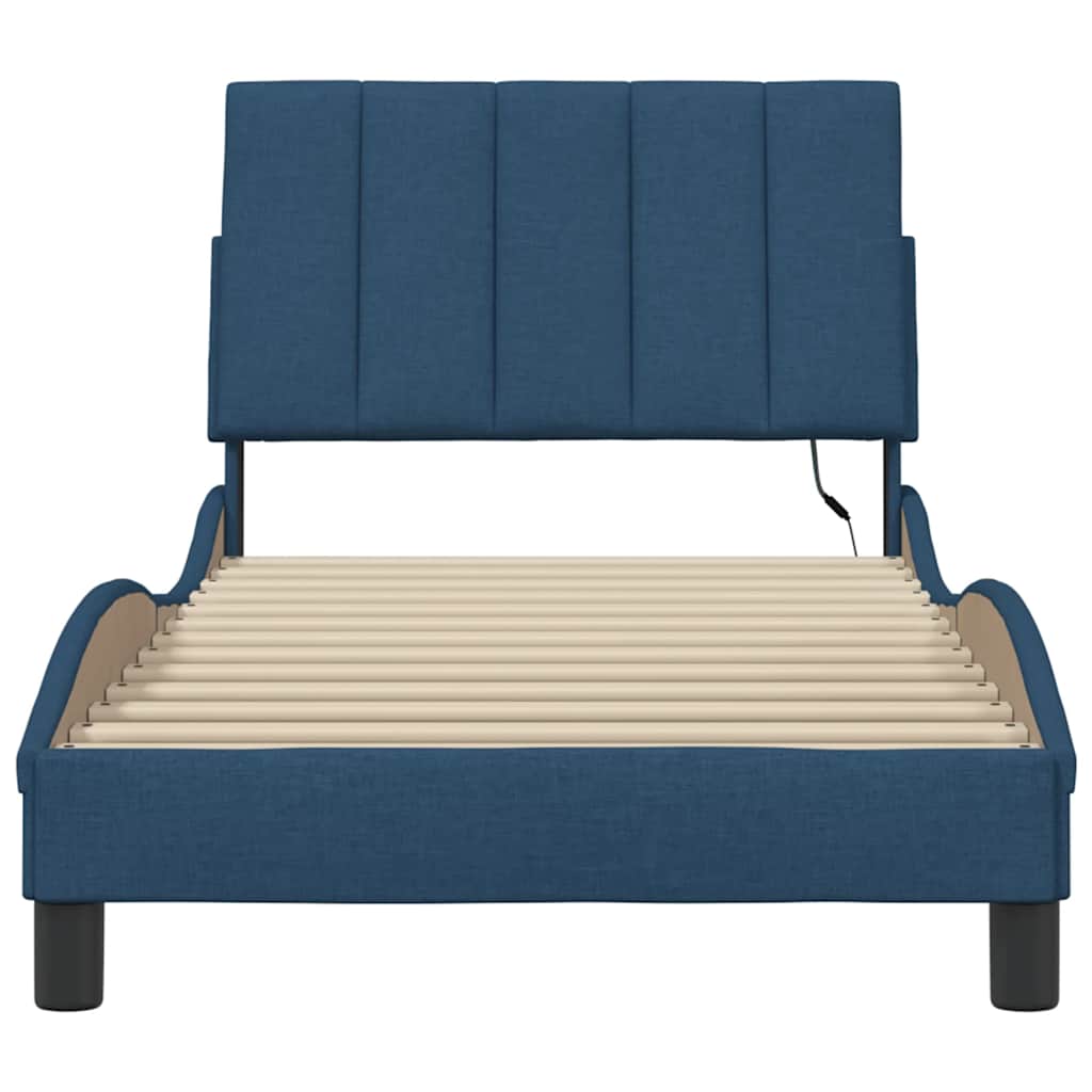 Bedframe zonder matras "Hanko" 80x200 cm stof blauw is nu te koop bij PeponiXL, paradijselijk wonen!