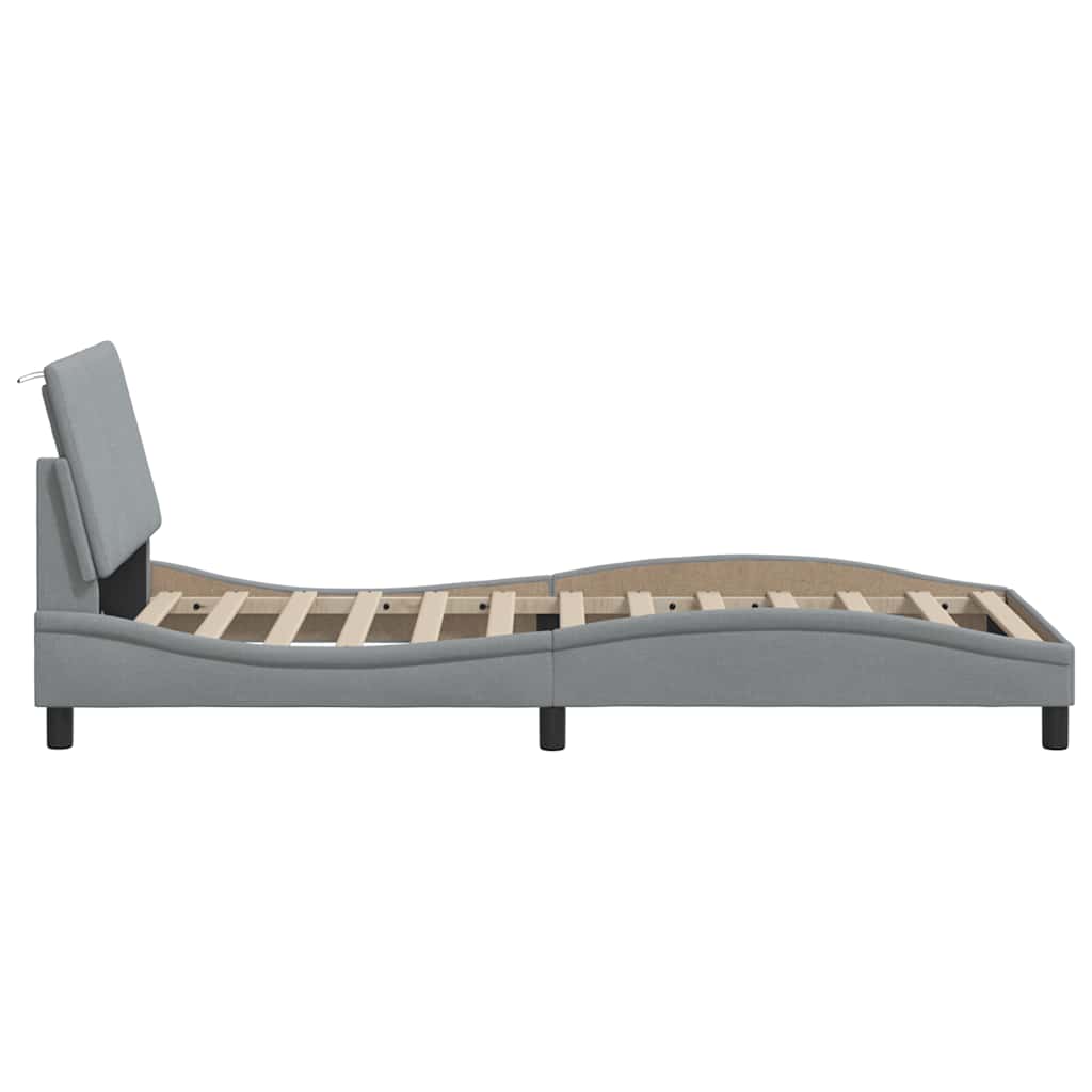 Bedframe zonder matras "Hanko" 90x190 cm stof lichtgrijs is nu te koop bij PeponiXL, paradijselijk wonen!