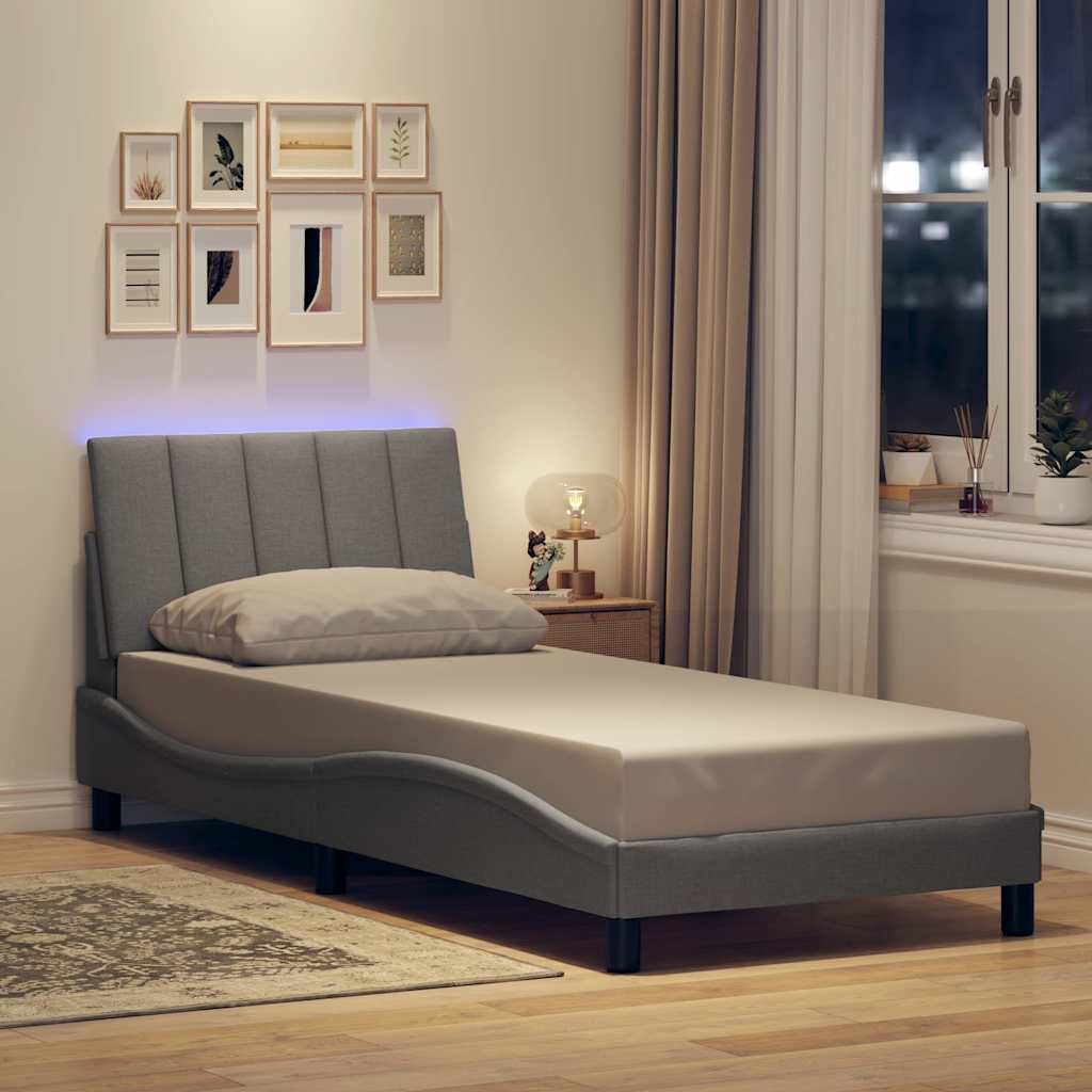 Bedframe zonder matras "Hanko" 90x190 cm stof lichtgrijs is nu te koop bij PeponiXL, paradijselijk wonen!