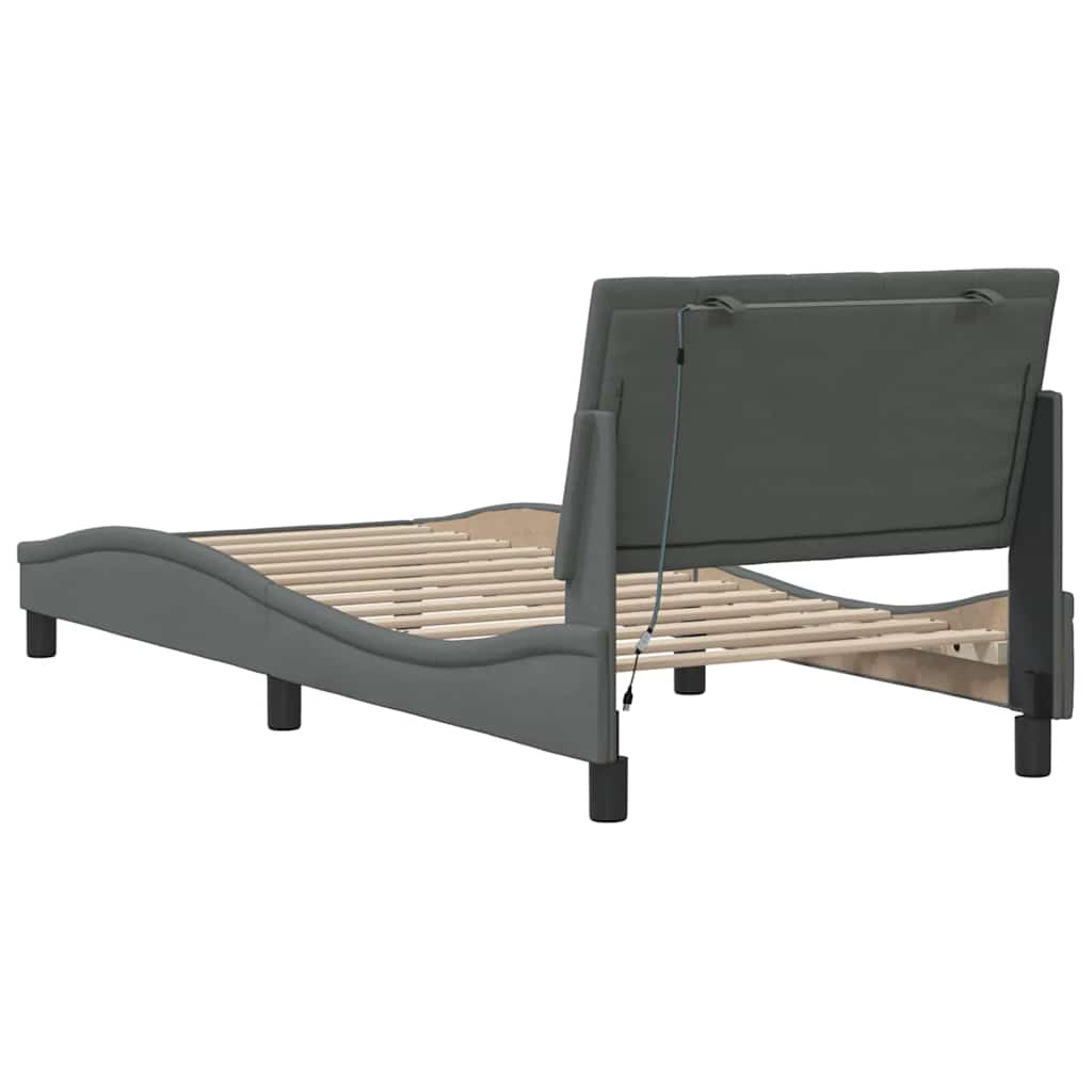 Bedframe zonder matras "Hanko" 90x190 cm stof donkergrijs is nu te koop bij PeponiXL, paradijselijk wonen!