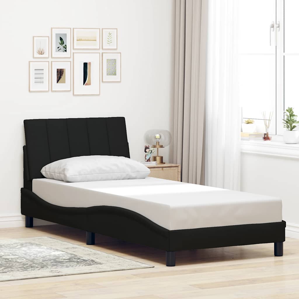 Bedframe zonder matras "Hanko" 90x190 cm stof zwart is nu te koop bij PeponiXL, paradijselijk wonen!