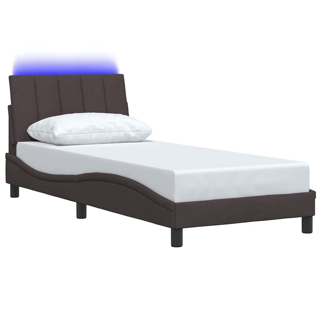 Bedframe zonder matras "Hanko" 90x190 cm stof donkerbruin is nu te koop bij PeponiXL, paradijselijk wonen!