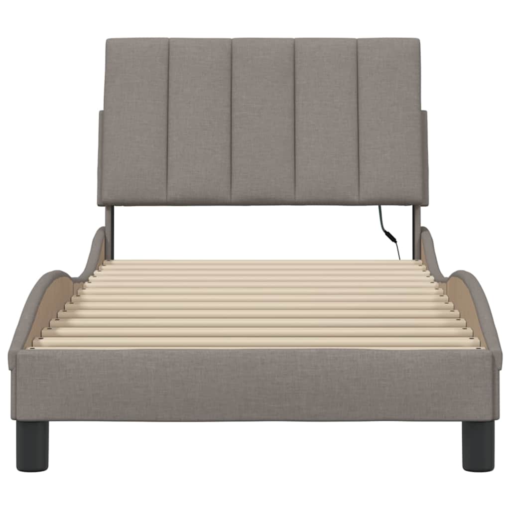 Bedframe zonder matras "Hanko" 90x190 cm stof taupe is nu te koop bij PeponiXL, paradijselijk wonen!