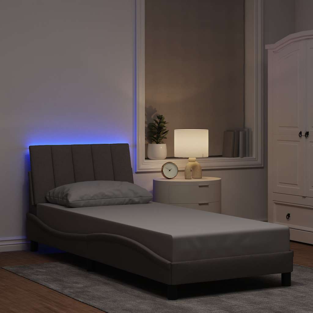 Bedframe zonder matras "Hanko" 90x190 cm stof taupe is nu te koop bij PeponiXL, paradijselijk wonen!