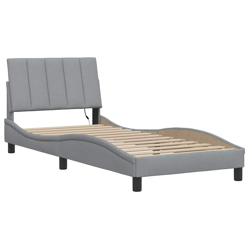 Bedframe zonder matras "Hanko" 90x200 cm stof lichtgrijs is nu te koop bij PeponiXL, paradijselijk wonen!