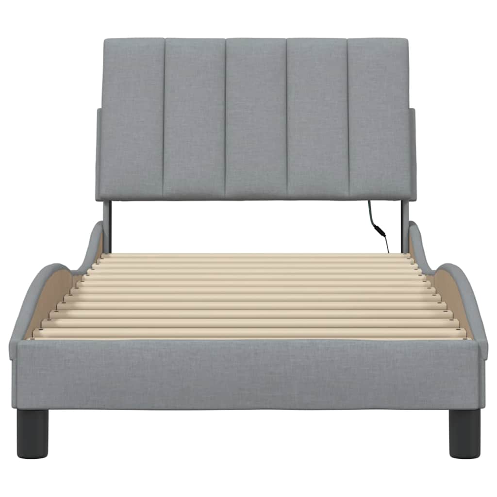 Bedframe zonder matras "Hanko" 90x200 cm stof lichtgrijs is nu te koop bij PeponiXL, paradijselijk wonen!