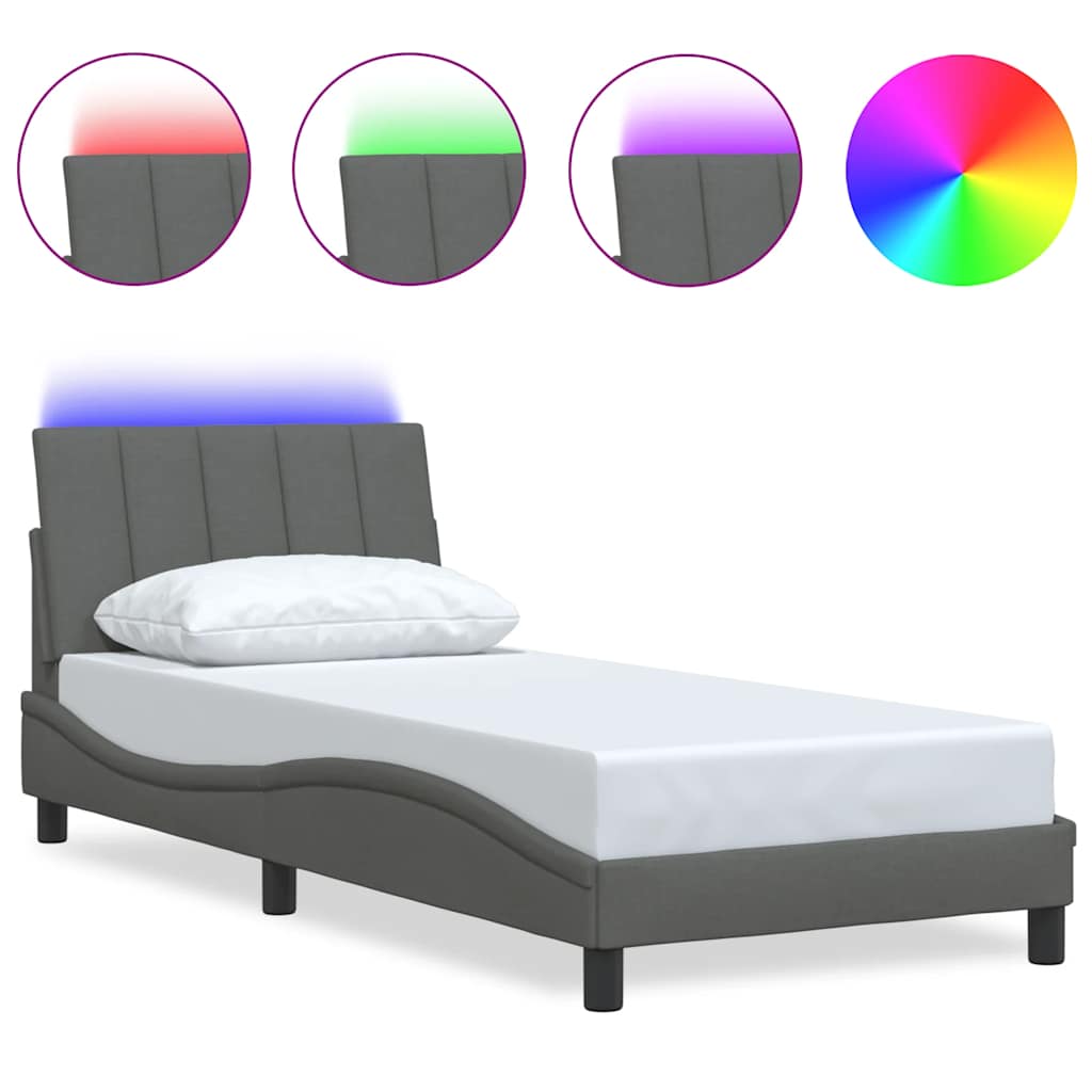 Bedframe zonder matras "Hanko" 90x200 cm stof donkergrijs is nu te koop bij PeponiXL, paradijselijk wonen!