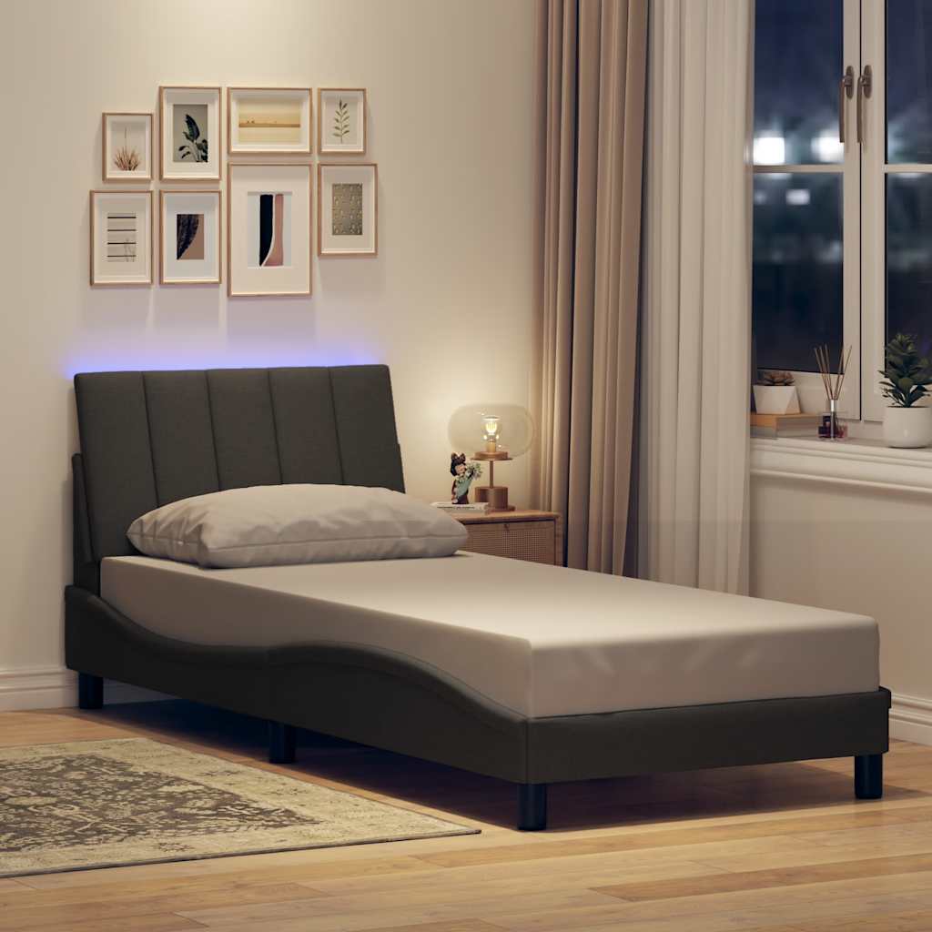 Bedframe zonder matras "Hanko" 90x200 cm stof donkergrijs is nu te koop bij PeponiXL, paradijselijk wonen!