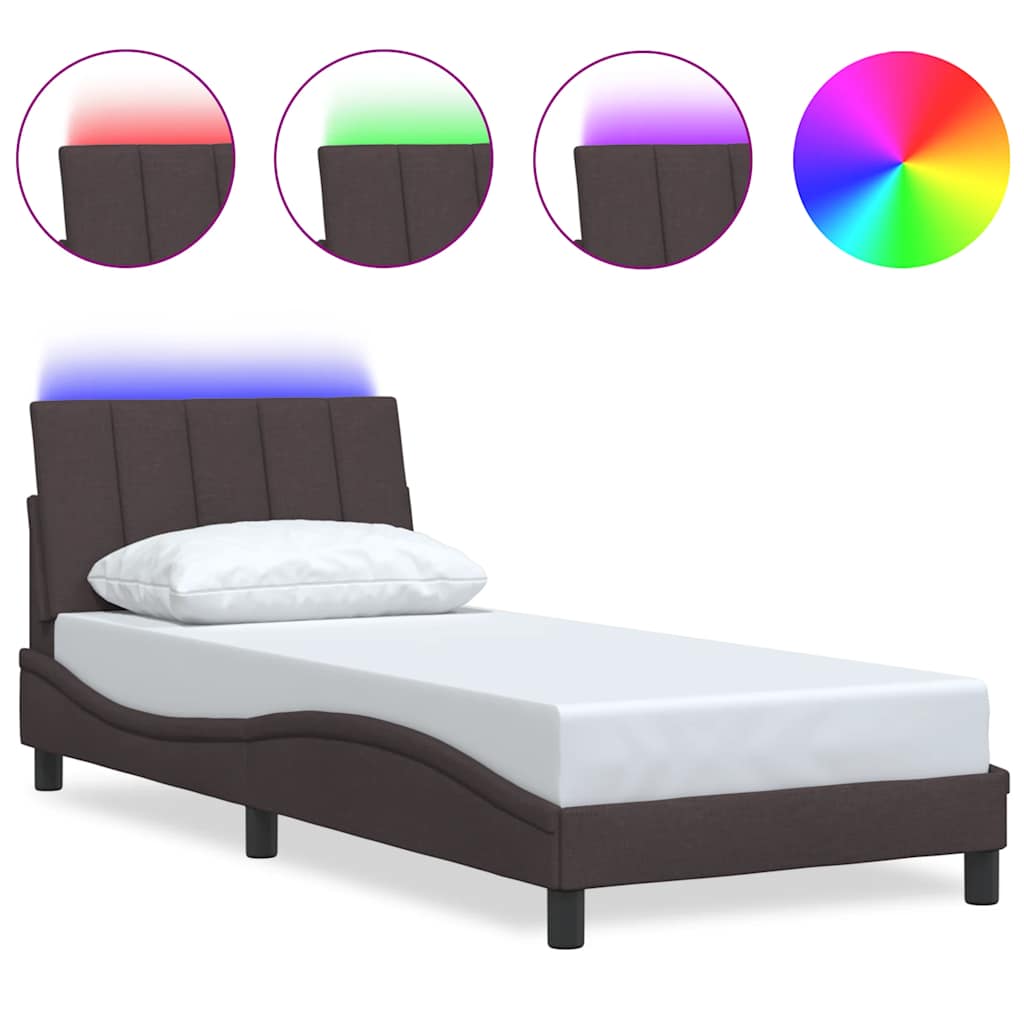 Bedframe zonder matras "Hanko" 90x200 cm stof donkerbruin is nu te koop bij PeponiXL, paradijselijk wonen!