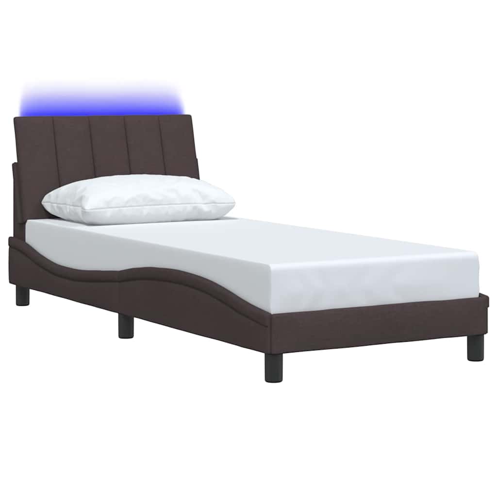 Bedframe zonder matras "Hanko" 90x200 cm stof donkerbruin is nu te koop bij PeponiXL, paradijselijk wonen!
