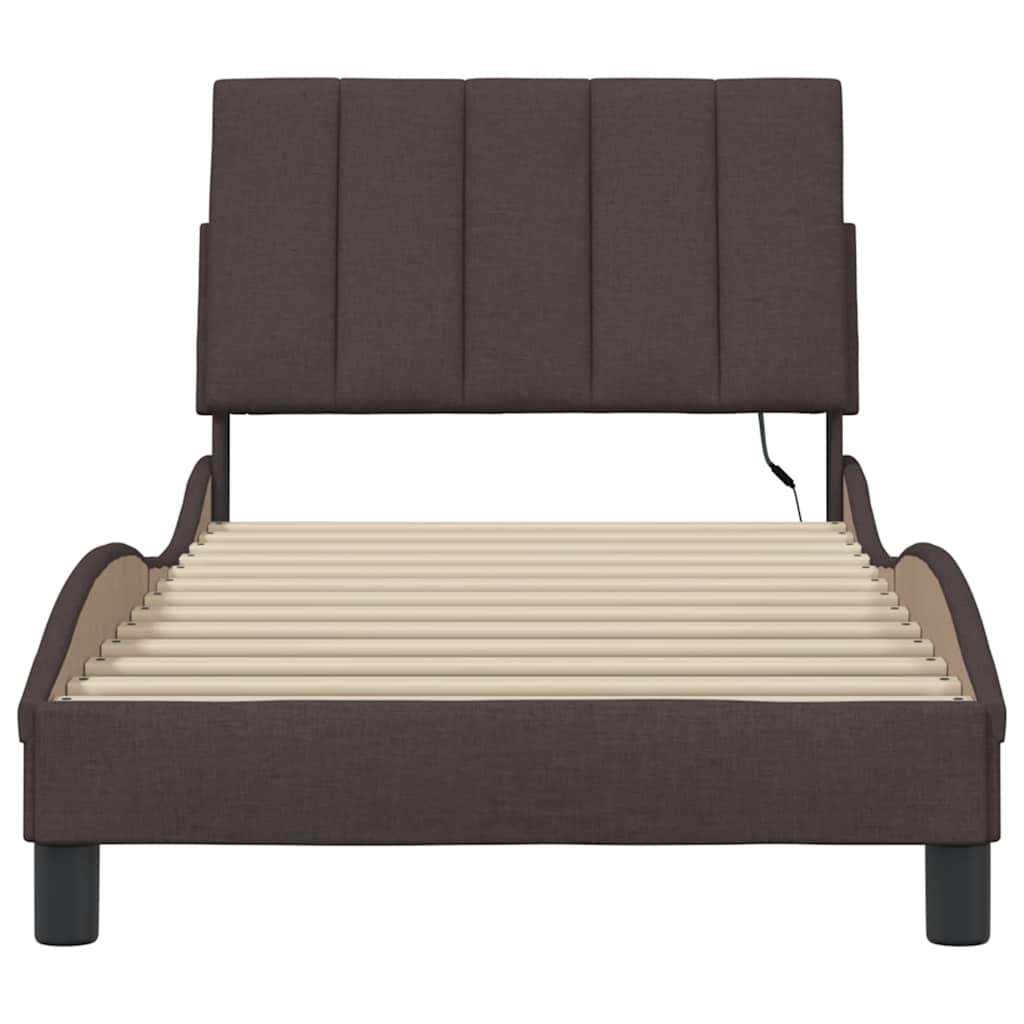 Bedframe zonder matras "Hanko" 90x200 cm stof donkerbruin is nu te koop bij PeponiXL, paradijselijk wonen!